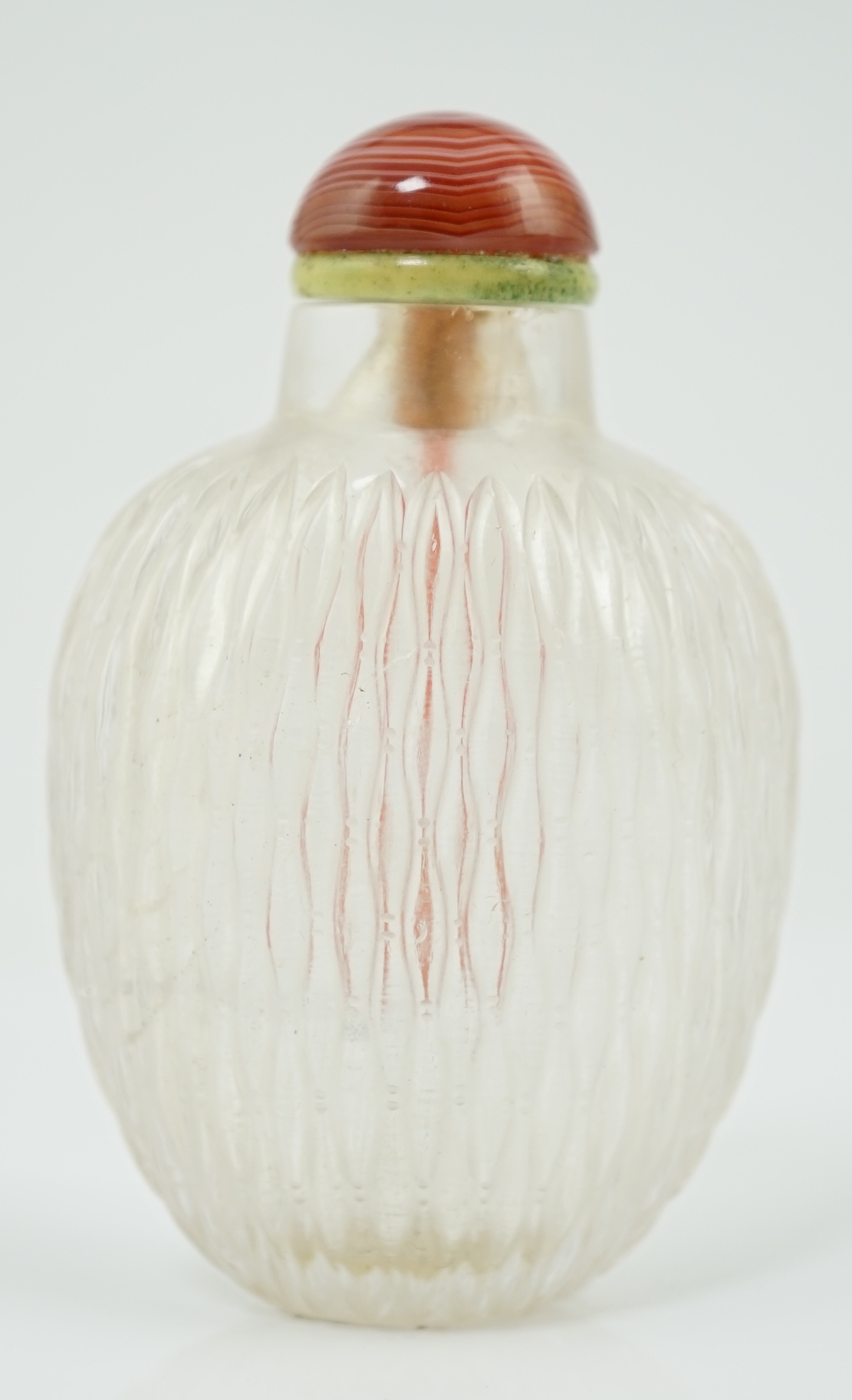 A Chinese rock crystal basketweave carved snuff bottle, 19th century